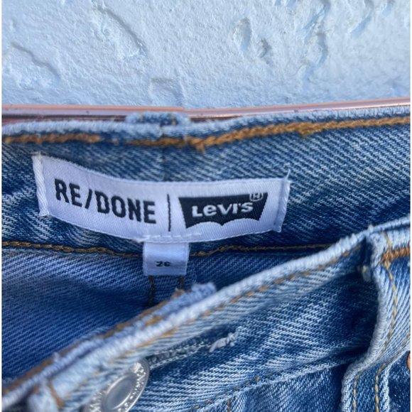 Levis Re/Done Womens High Rise Ankle Crop Distressed Jeans Acid Blue Sz 26 - Picture 8 of 16